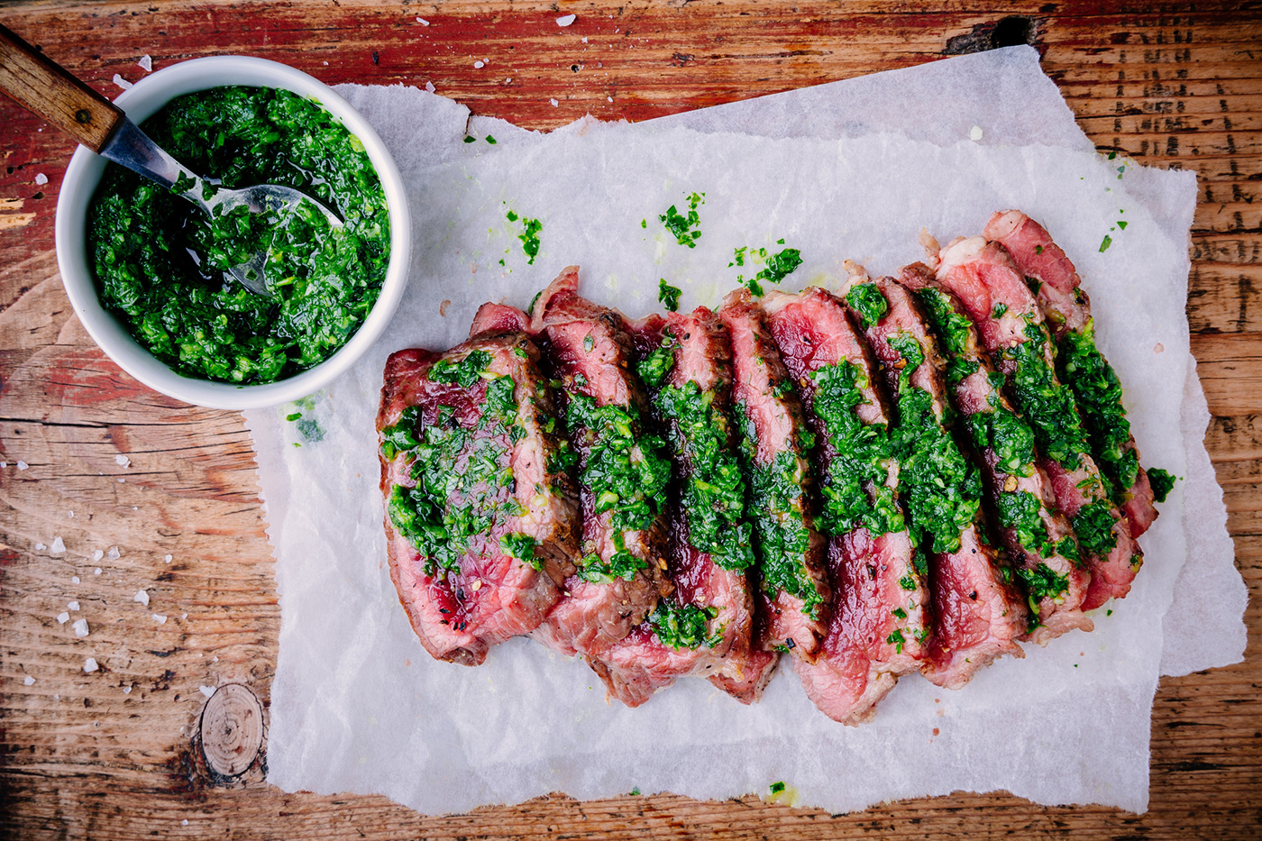 grilled ribeye with chimichurri sauce