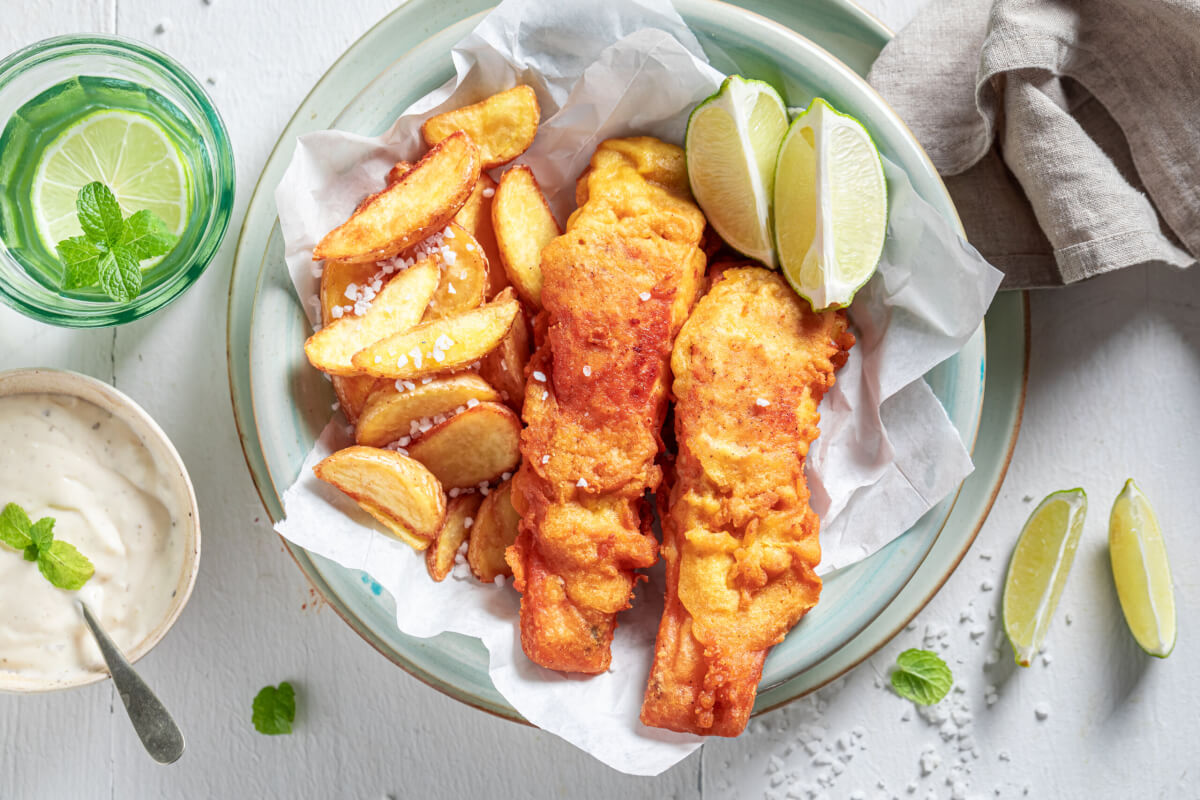 beer battered fish and chips