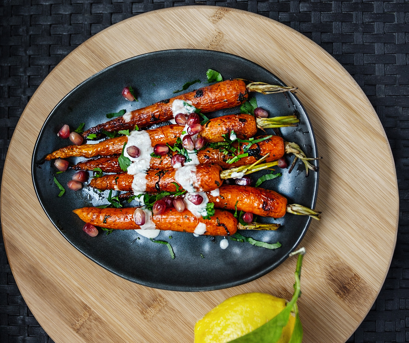 sweet roasted carrots with tahini sauce