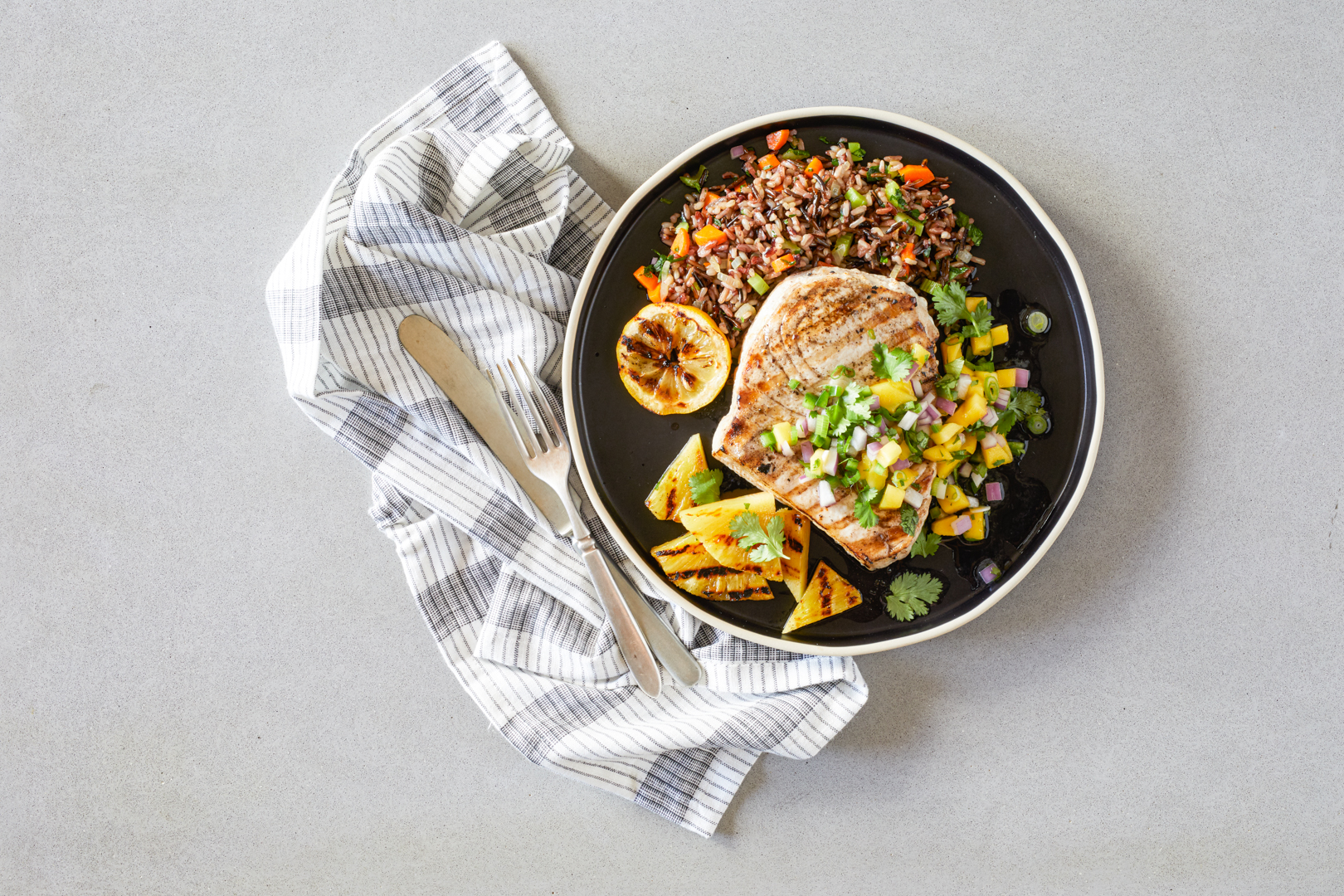 grilled swordfish and mango salsa