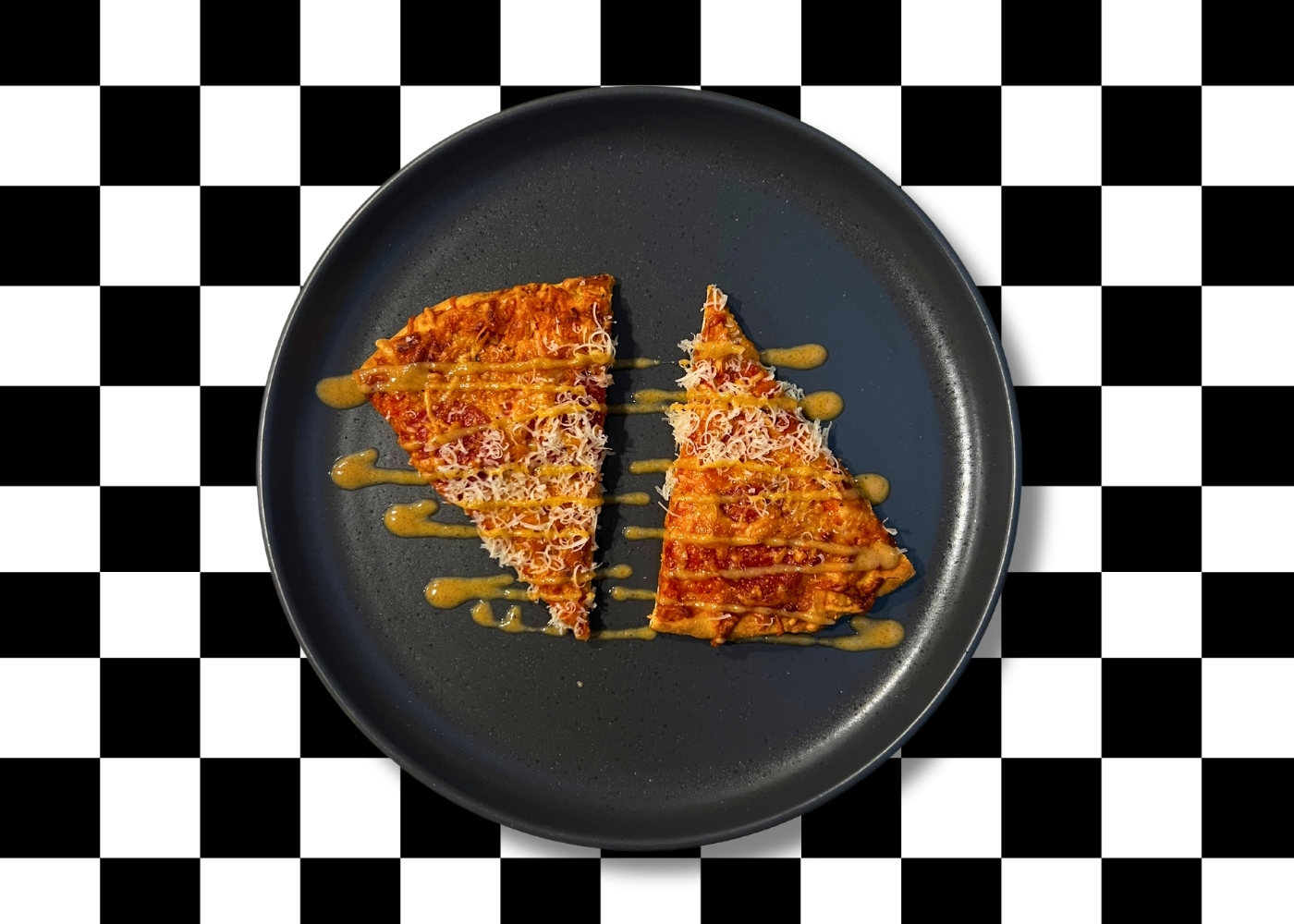 pizza with mustard
