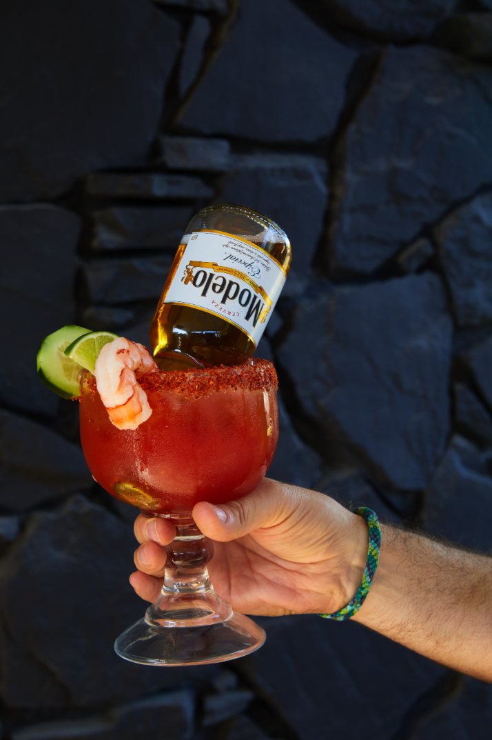 Michelada With BF Kettle Cooked Shrimp